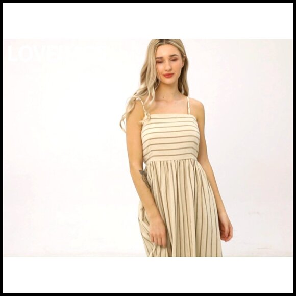 Cotton Striped Maxi Dress with Smocked Back and Spaghetti Straps - Picture 7 of 7